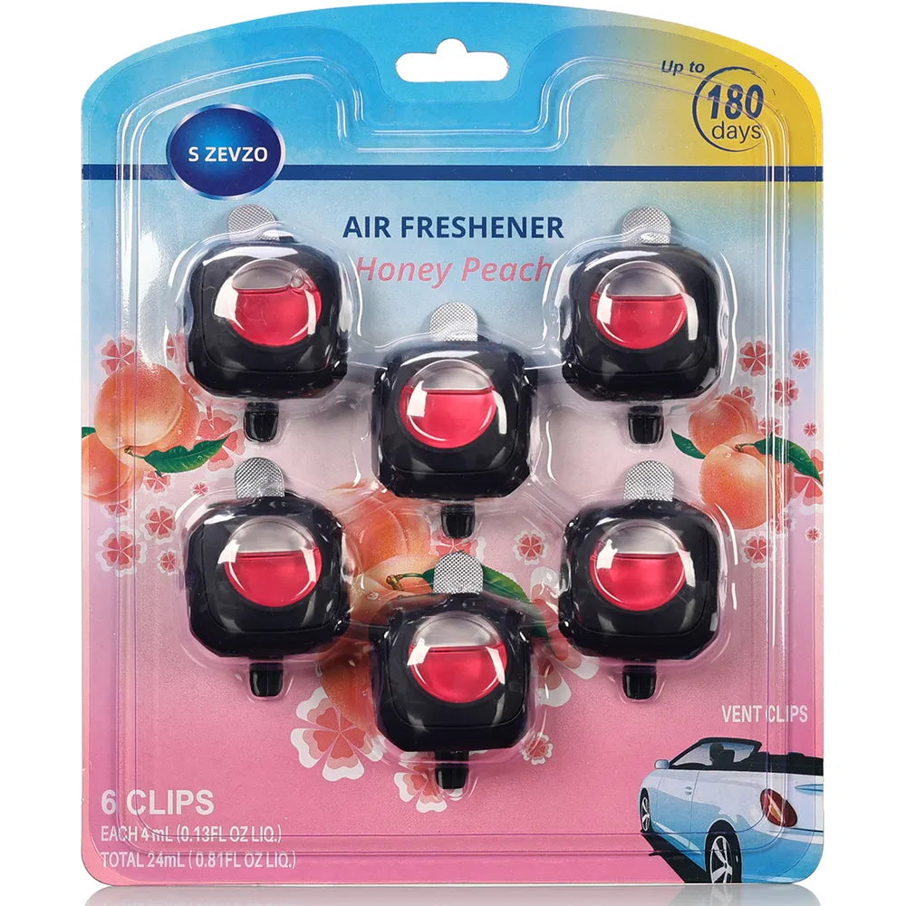 6-Pack Honey Peach Scent Car Vent Clip Air Freshener Long Lasting