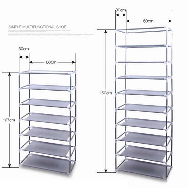 Space Saving 10-Tier Fabric Shoe Cabinet 9 Grid Organizer