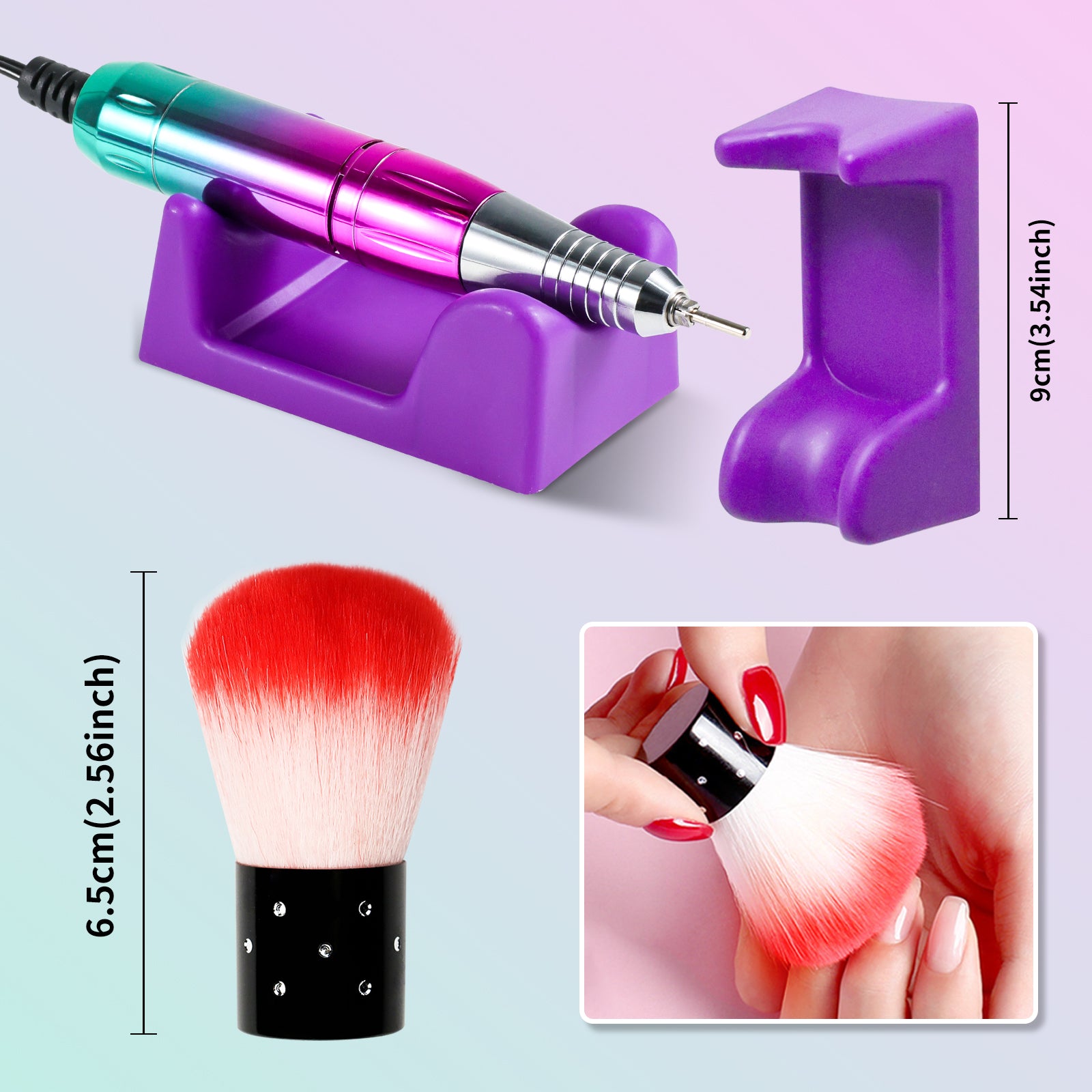 45000RPM Cordless Electric Nail Drill with 12 Bits and LCD Display