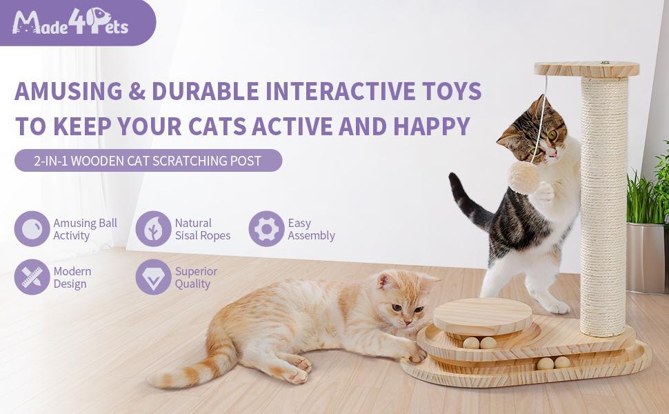 Premium Indoor Cat Scratching Board with Interactive Ball Track Toy
