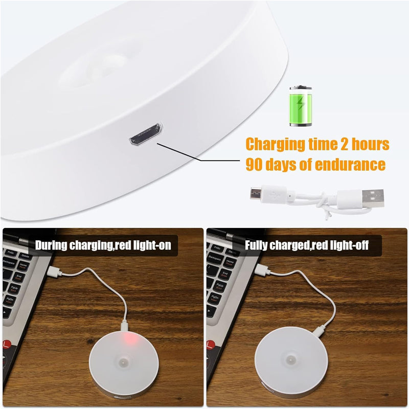 6PCS Motion Sensor Cabinet Lights Rechargeable 3 Color LED