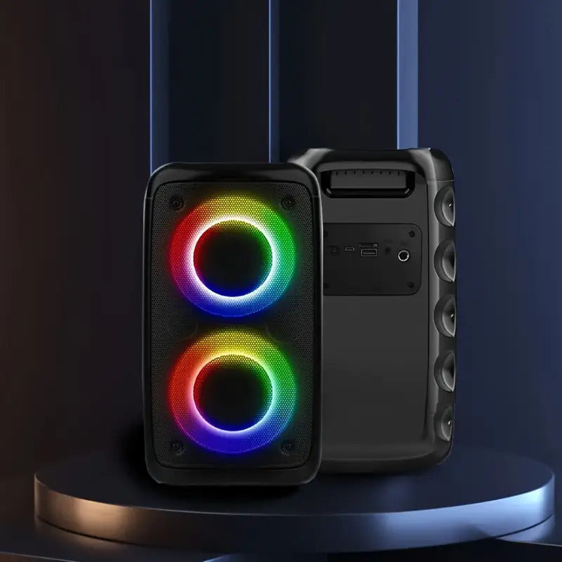 Portable Bluetooth Boombox Speaker with Disco Lights Mic Subwoofer