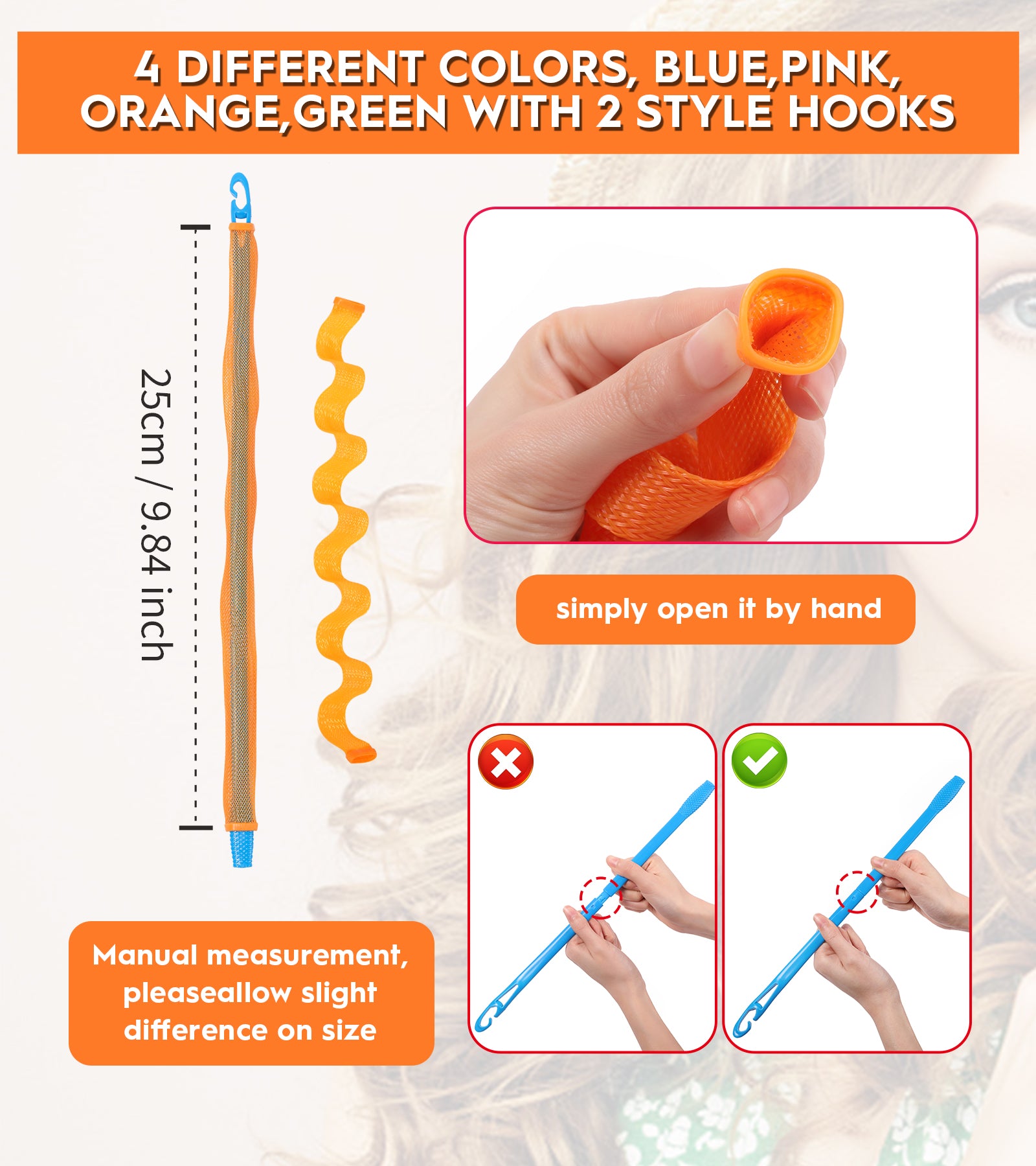 30 Pcs Heatless Hair Curlers Styling Kit