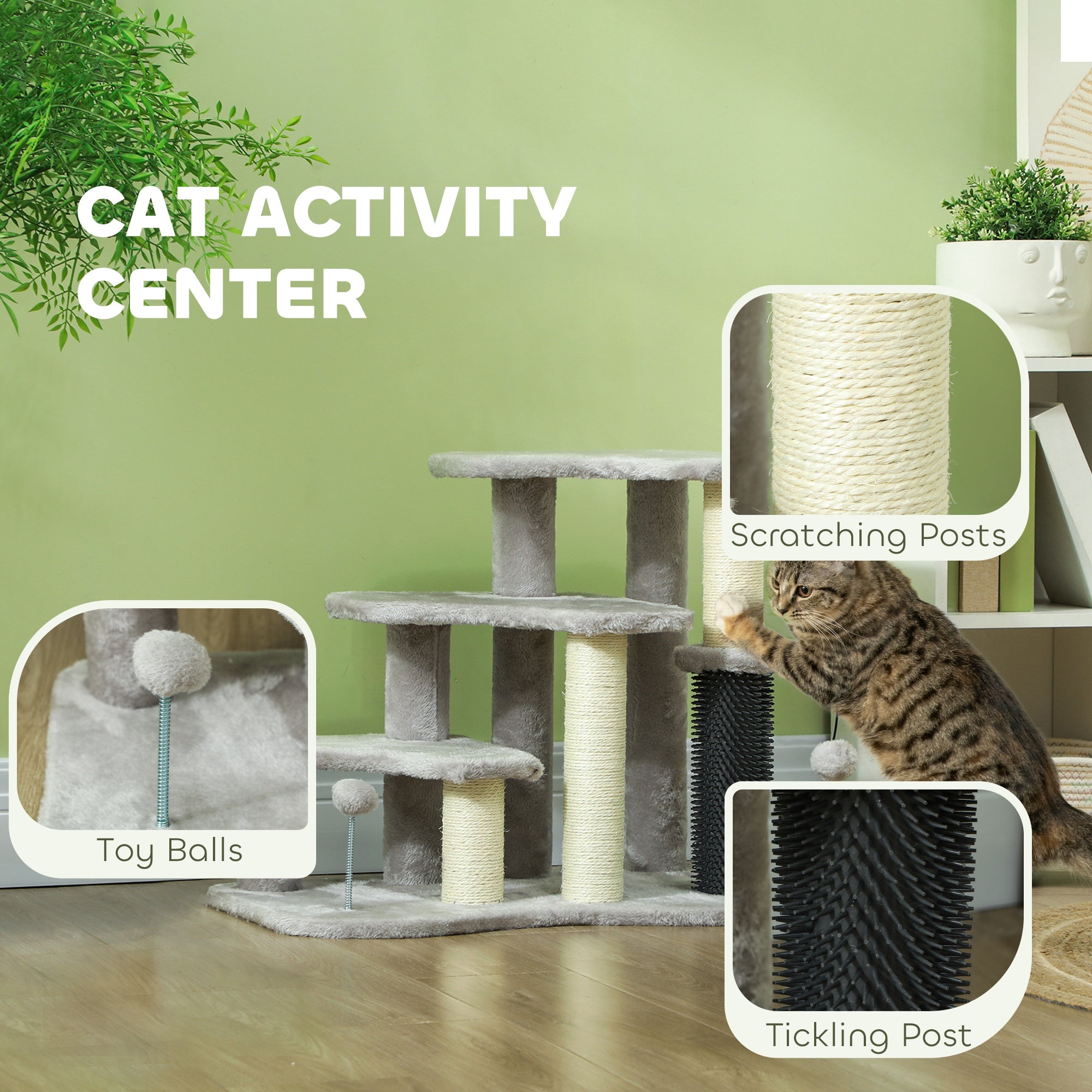 Premium 2 in 1 Cat Tree Tower with Stairs and Scratching Posts