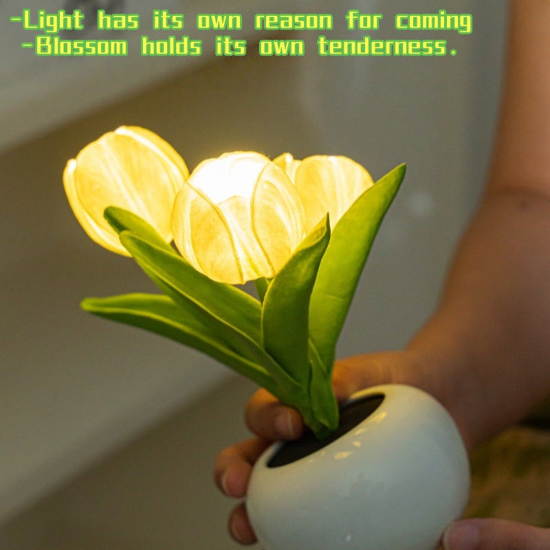 Tulip LED Table Lamp USB Dimmable Flower Vase Night Light