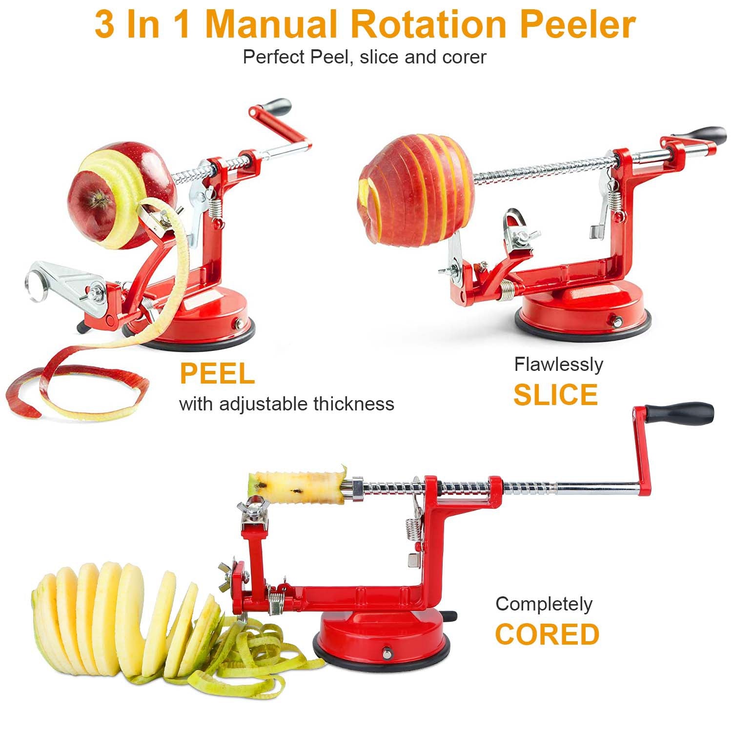 3 in 1 Apple Peeler Corer and Slicer Machine