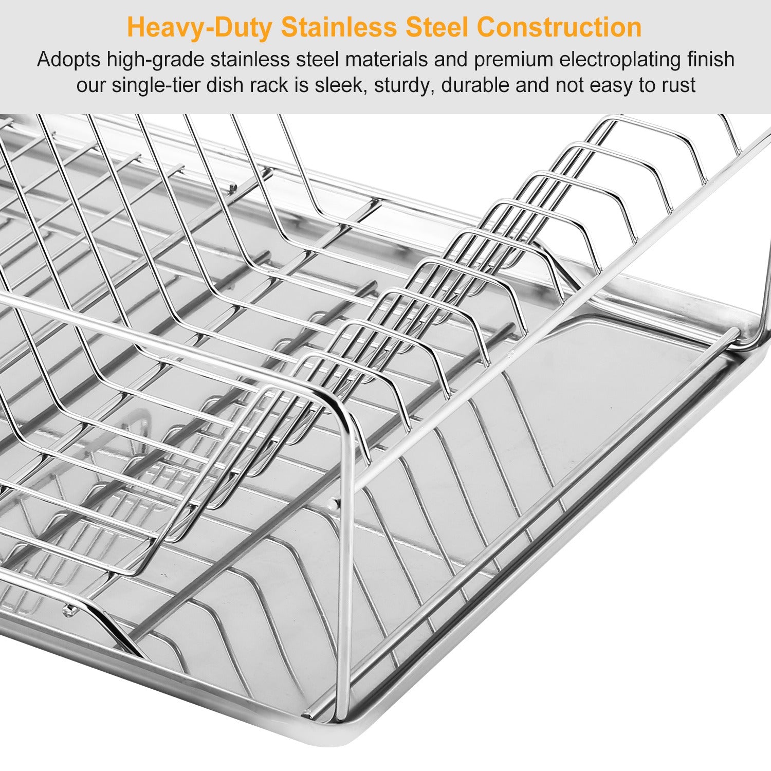 Stainless Steel Dish Drying Rack with Drainboard Cutlery Holder