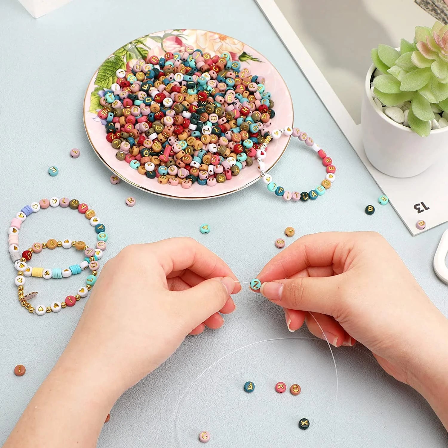 Premium Colorful Alphabet Beads Kit 1900pcs DIY Jewelry Set