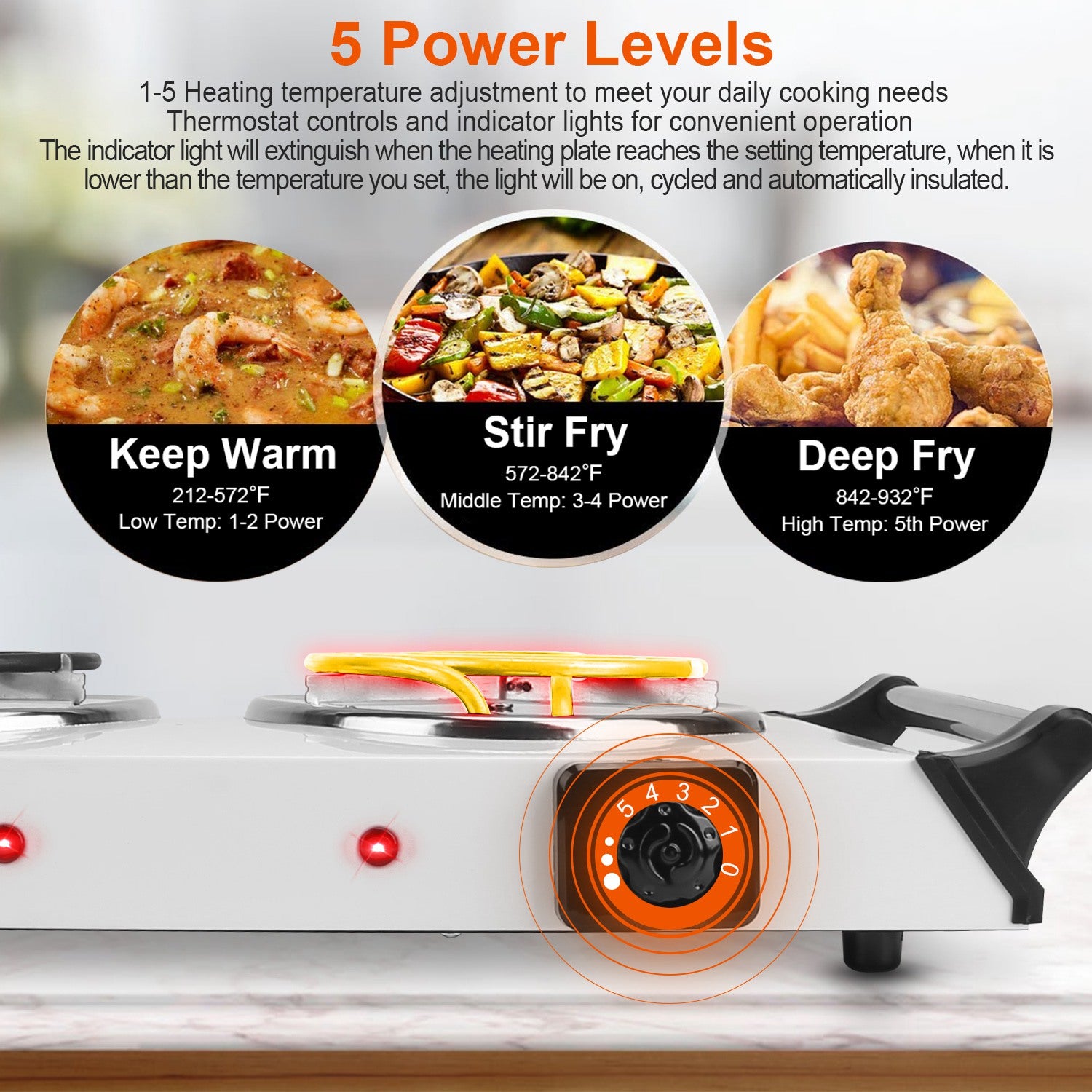 2000W Portable Electric Dual Stove Desktop