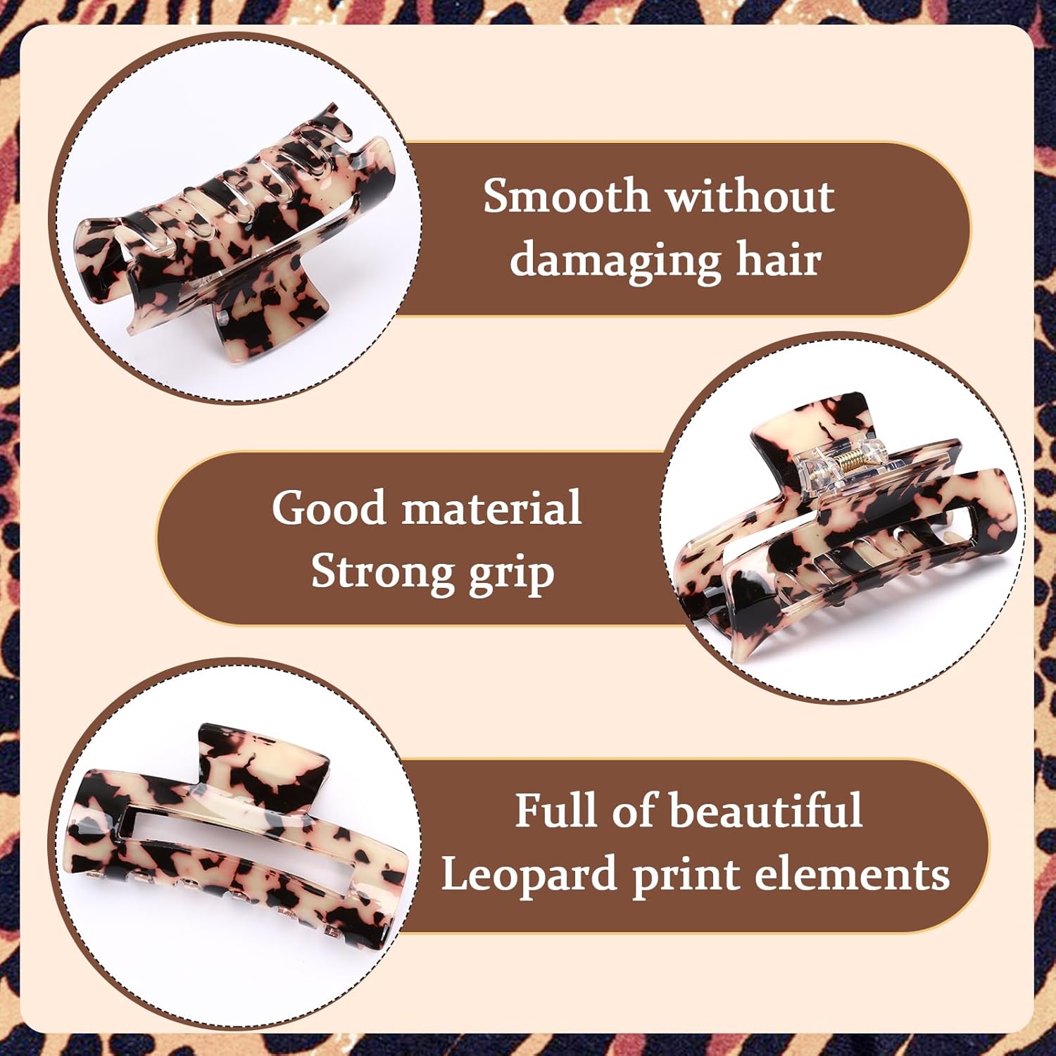 4PCS Tortoise Hair Claw Clips Strong Hold Banana Clips