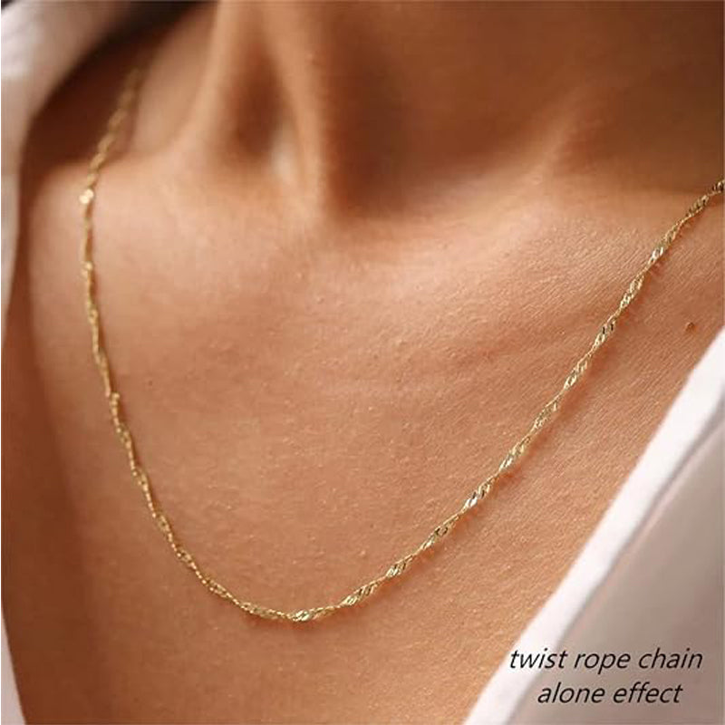 Luxury Solitaire Pendant Necklace 14K Gold Zircon Choker