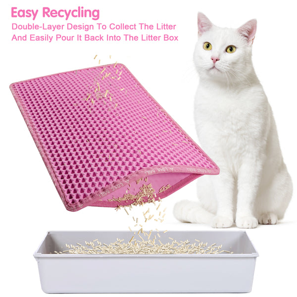 Premium Double Layer Rice Shape Cat Litter Mat Waterproof Pad