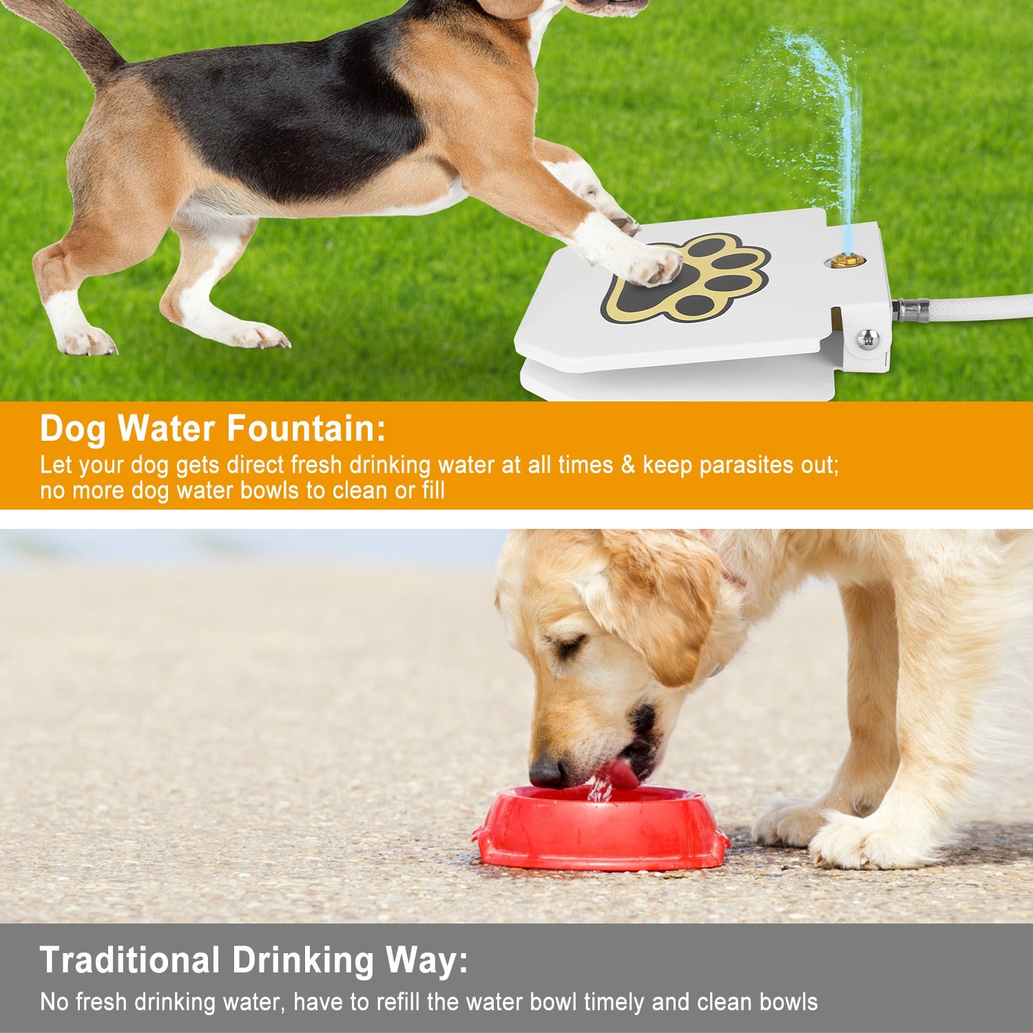 Outdoor Dog Water Fountain Step On Paw Activated Drinking Sprinkler