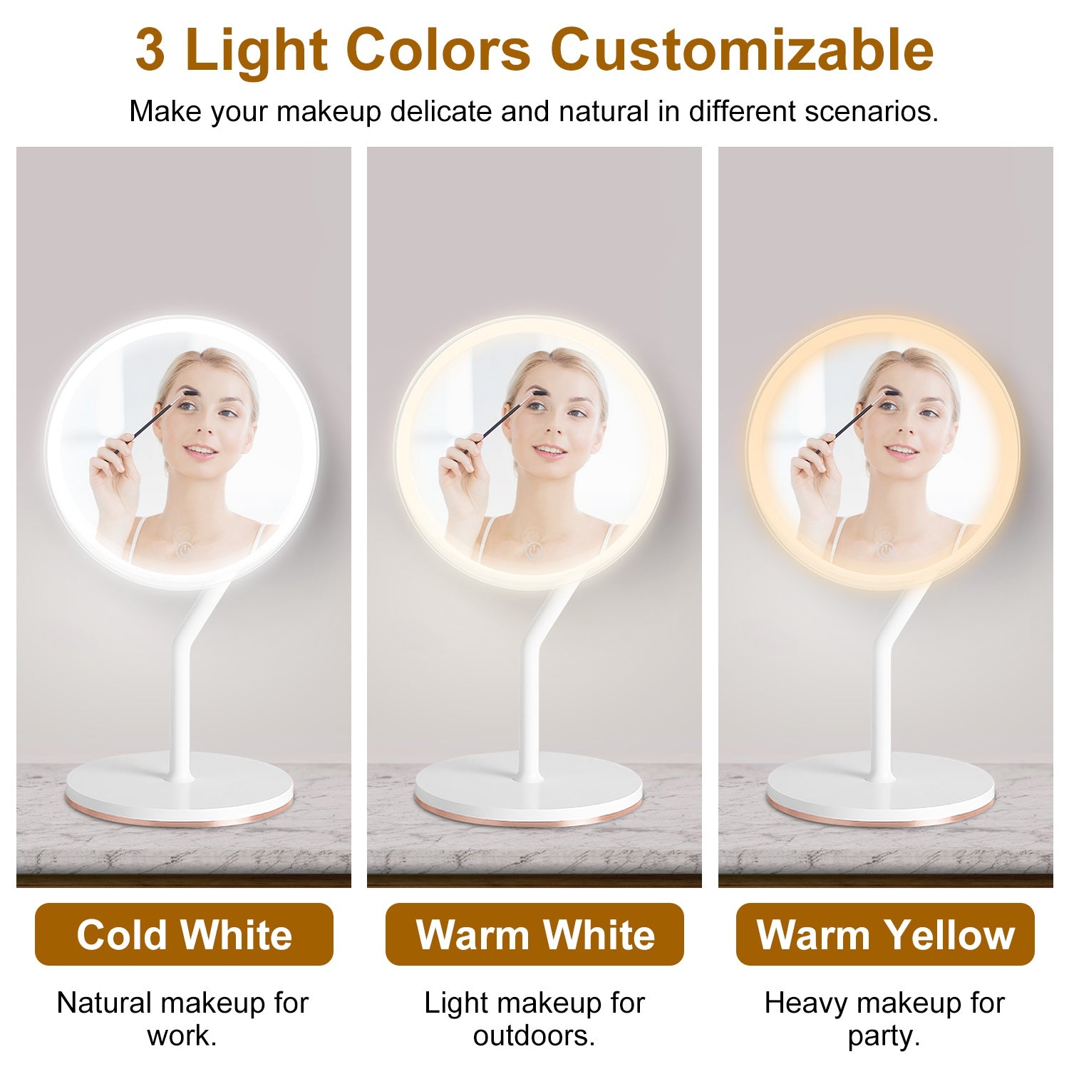LED Makeup Mirror with 5X Magnification Dimmable Light Vanity