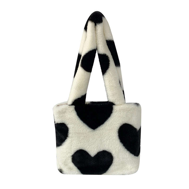 Fashion Love Heart Womens Furry Fluffy Bag Cute Soft Shoulder Bag