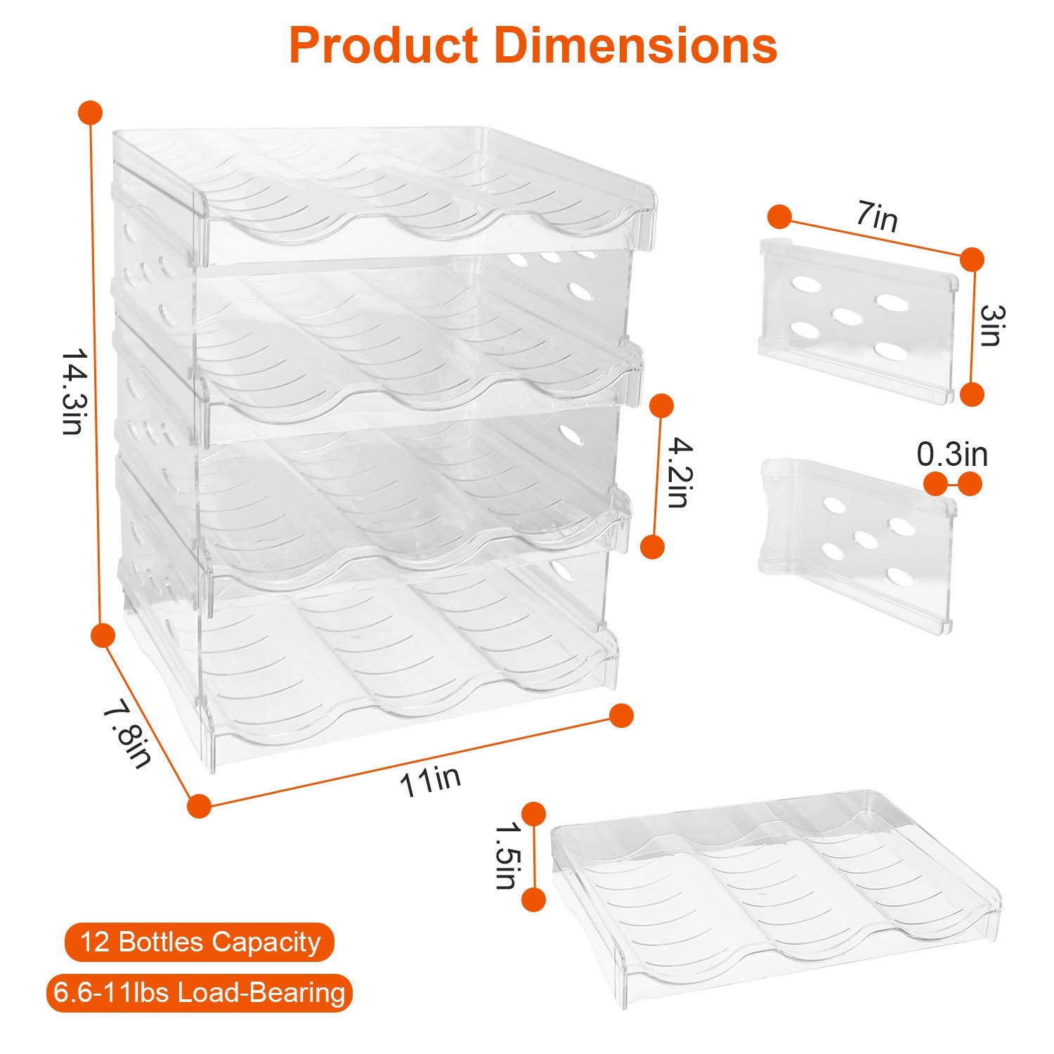 4 Tier Bottle Storage Holder 12 Bottles Stackable Organizer