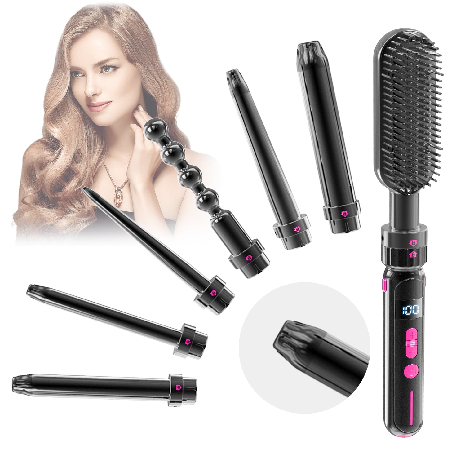 Ceramic Curling Iron & Straightener with Adjustable Heat Control