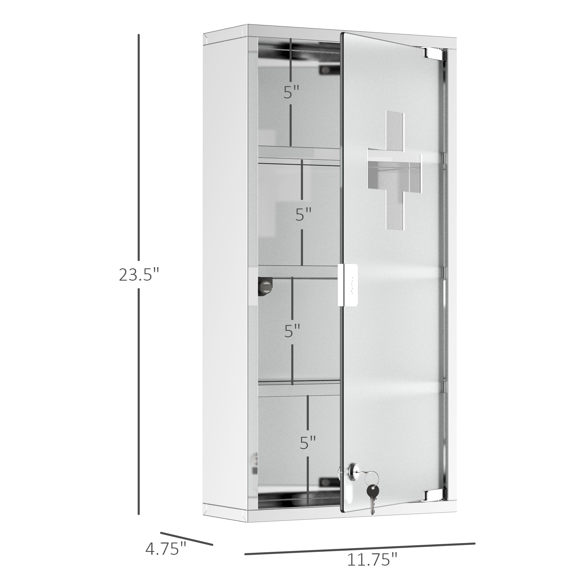 Premium Lockable Stainless Steel Medicine Cabinet 4 Tier Wall Storage Box