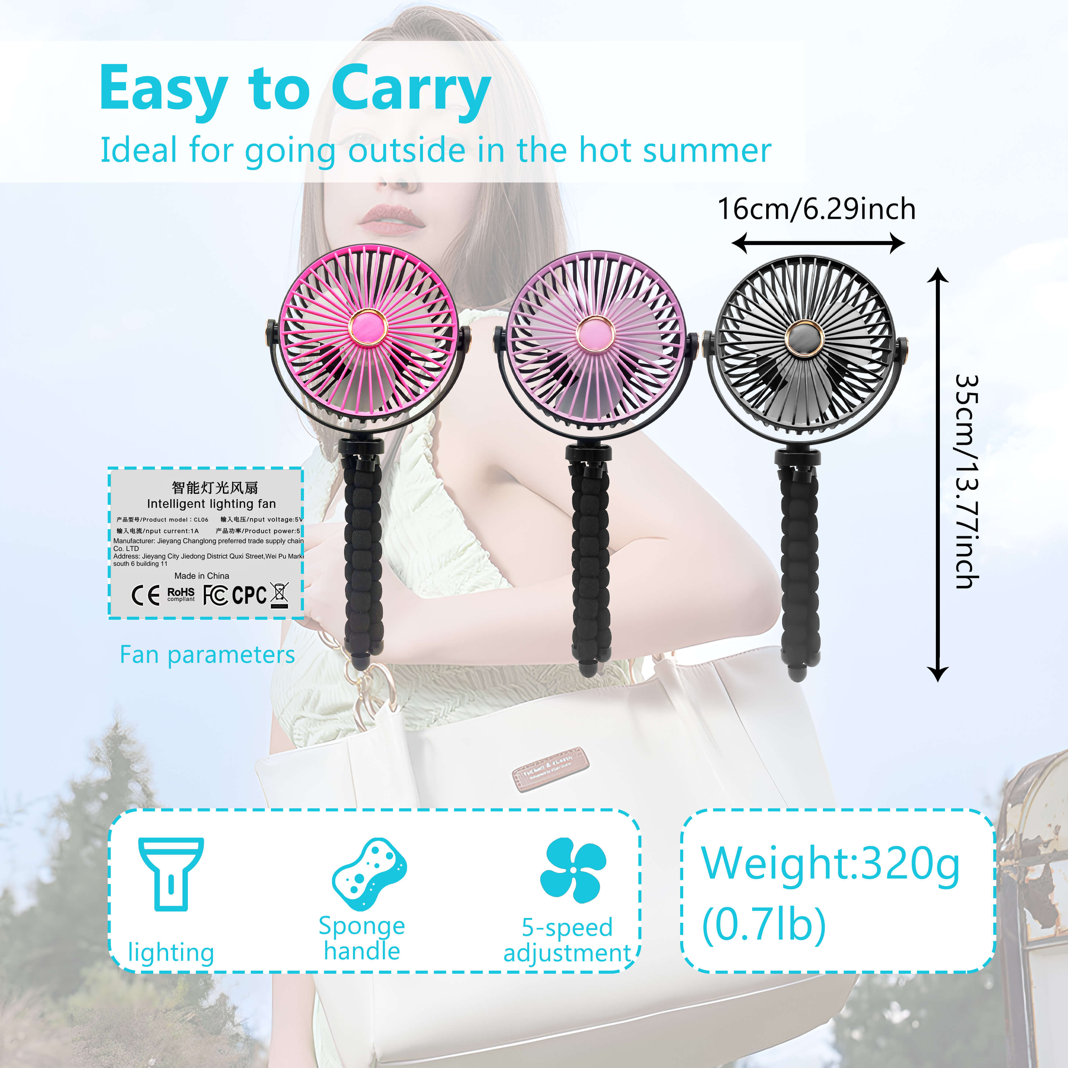 Powerful Camping Fan with LED Lantern Portable Rechargeable