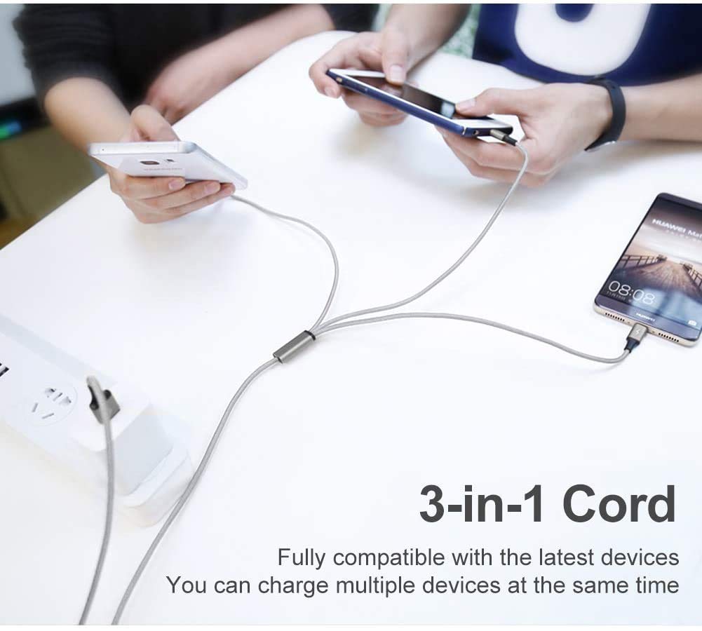 3 in 1 Charging Cable Type C Micro USB Multi Device Fast Charger Cord