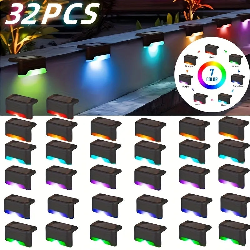 32 Pack Solar Deck Lights Waterproof LED Outdoor Step Lighting