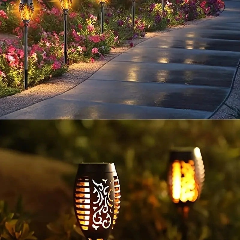 Powerful Solar Torch Lights Outdoor Flickering Flame Garden