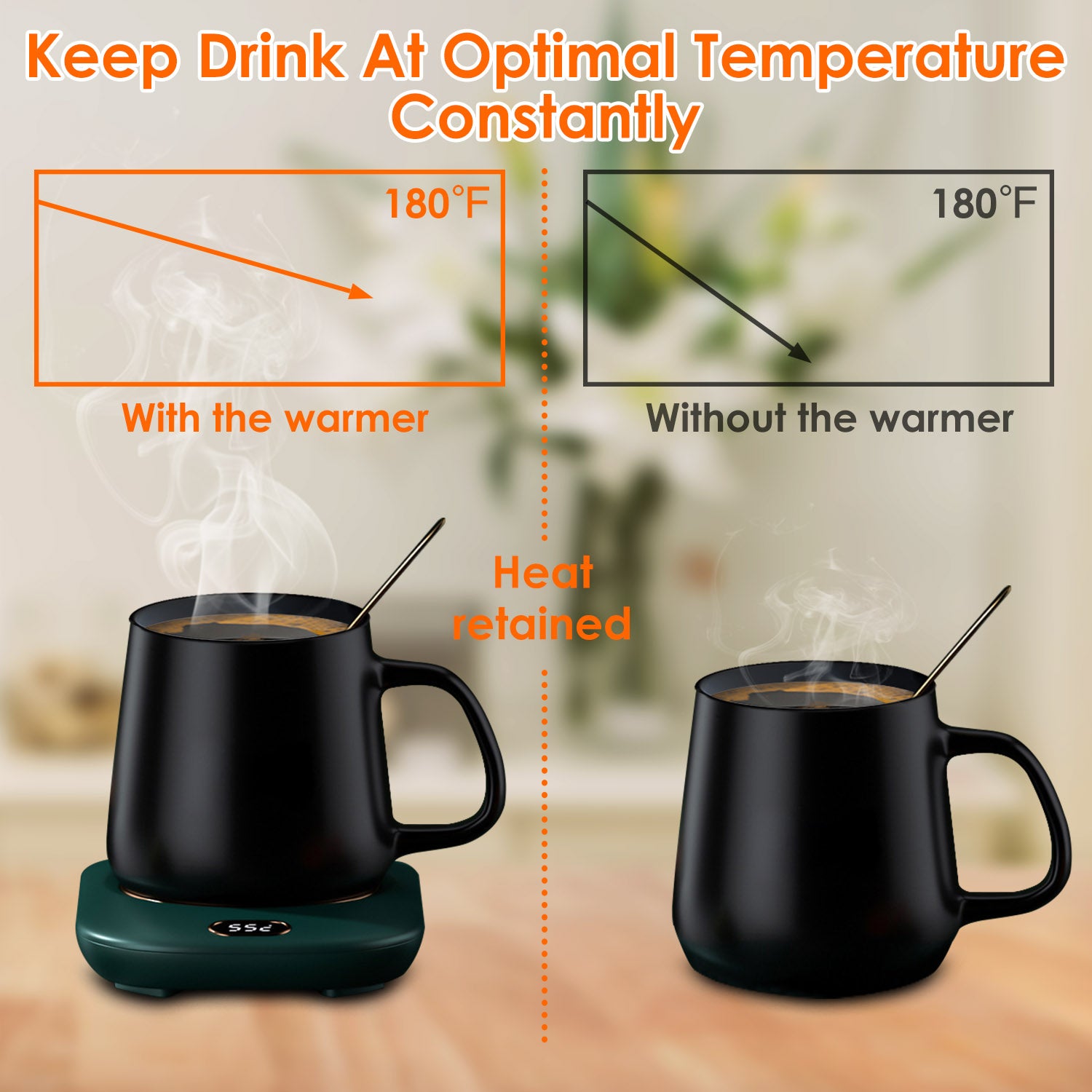 Electric Coffee Mug Warmer for Desk with 3 Temperature Settings
