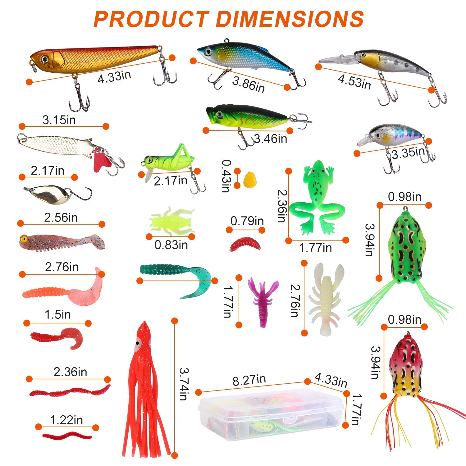 375pcs Fishing Lures Kit with Tackle Box for Freshwater & Saltwater