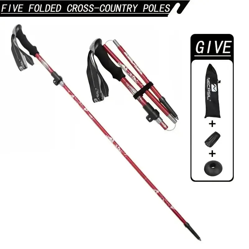 5 Section Collapsible Hiking Poles Lightweight Trekking Poles