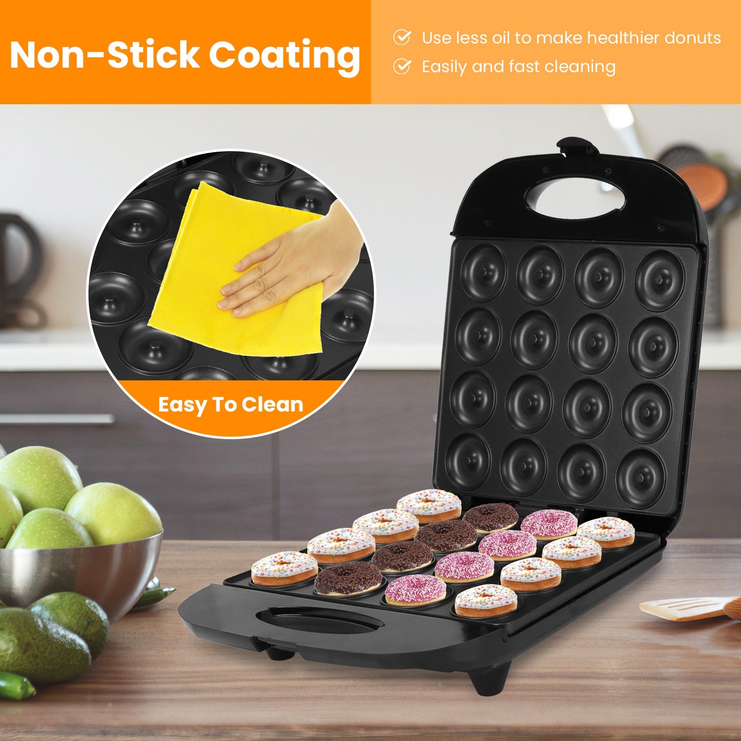 Mini Donut Maker Machine 16 Holes Non Stick Fast Baking Kitchen