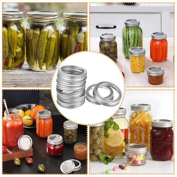 24PCS Mason Jar Rings Regular Mouth Metal Canning Bands