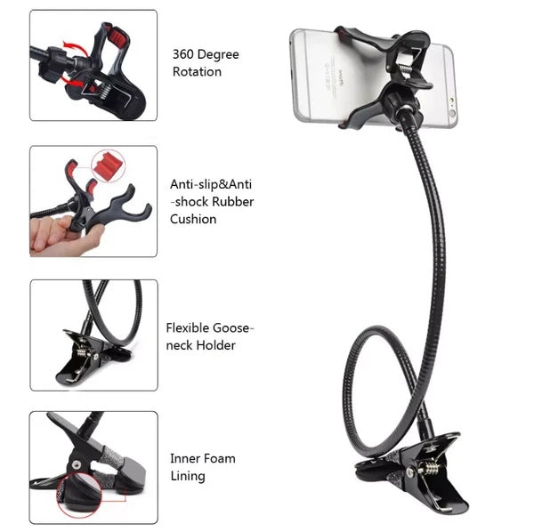 Flexible Gooseneck Phone Holder Universal Lazy Stand Clip Mount