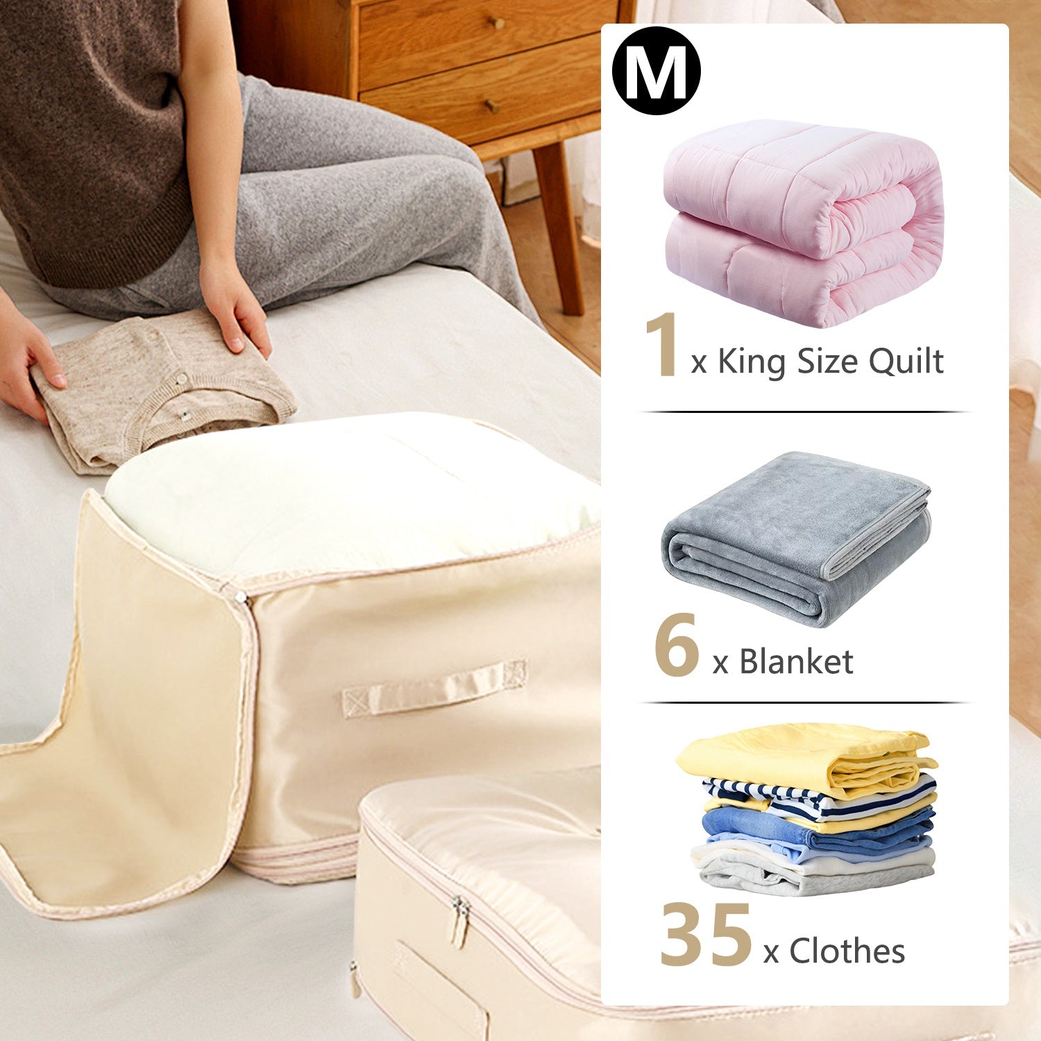 Foldable Compression Storage Bag For Bedding Clothes Organizer