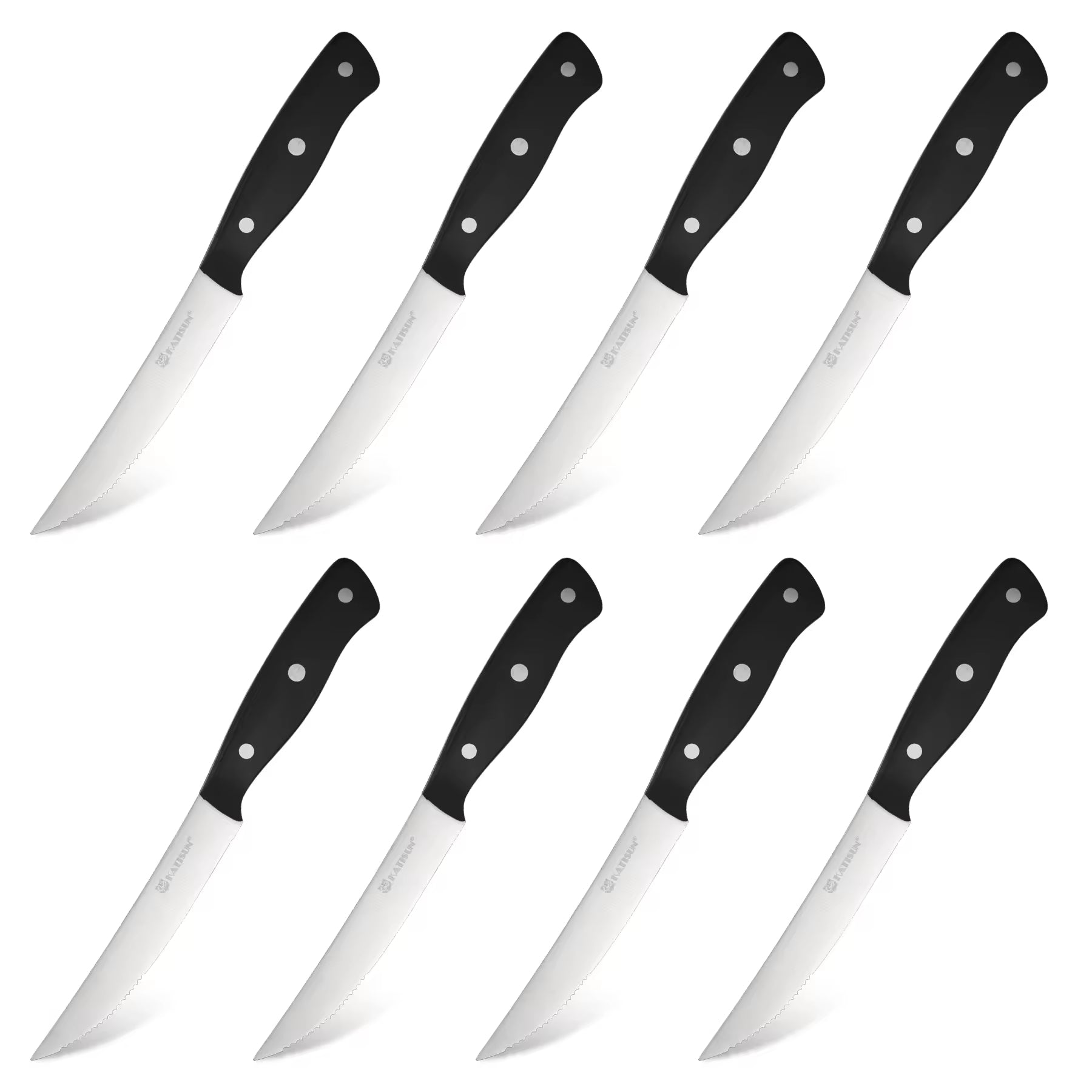 8PCS Steak Knife Set Carbon Steel with Ergonomic Handles