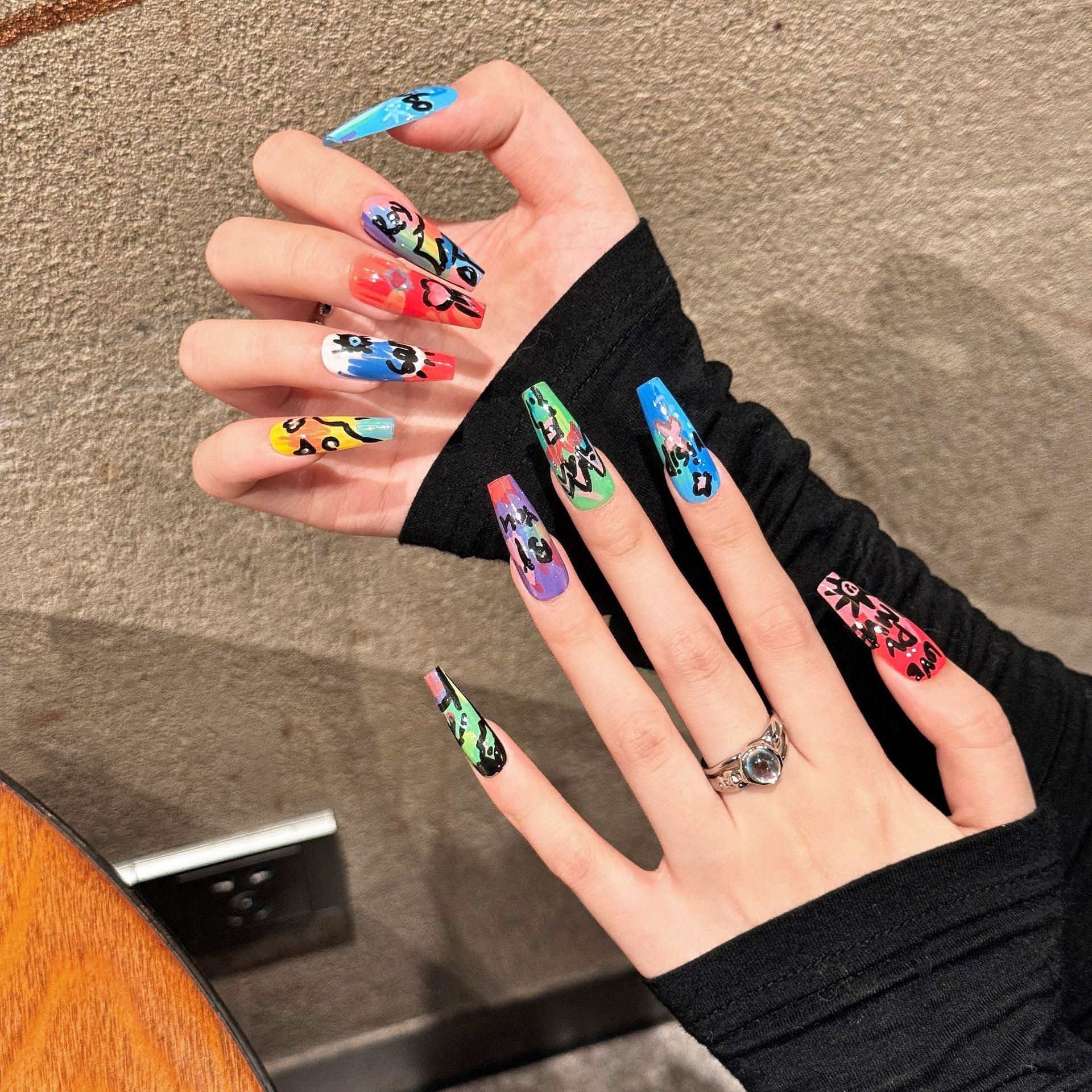 Graffiti Oil Painting Series Removable Press On Nails