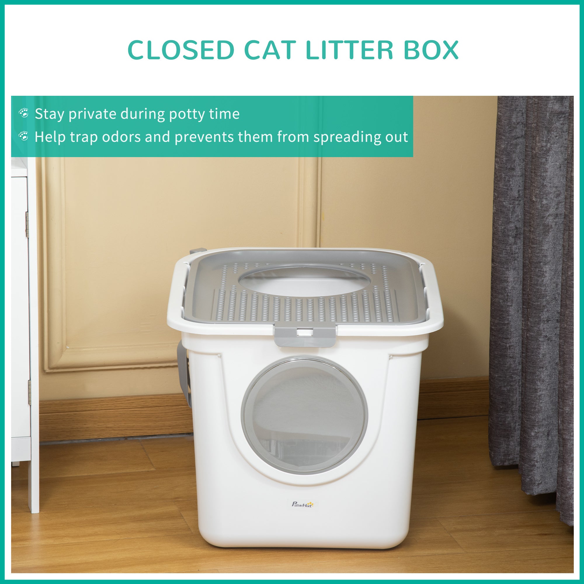 Premium Covered Cat Litter Box with Top Exit and Odor Control