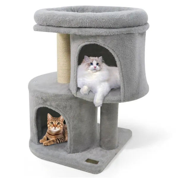 Compact Multi Level Cat Tree with Condos and Sisal Scratching Posts