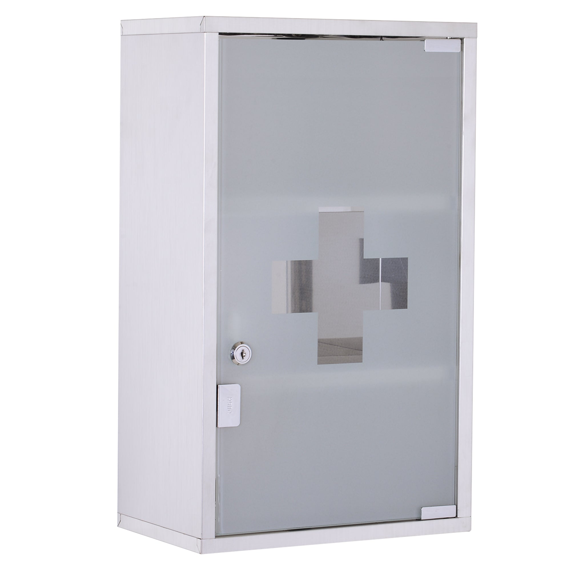 Secure Stainless Steel Medicine Cabinet with Lock & 3 Shelves