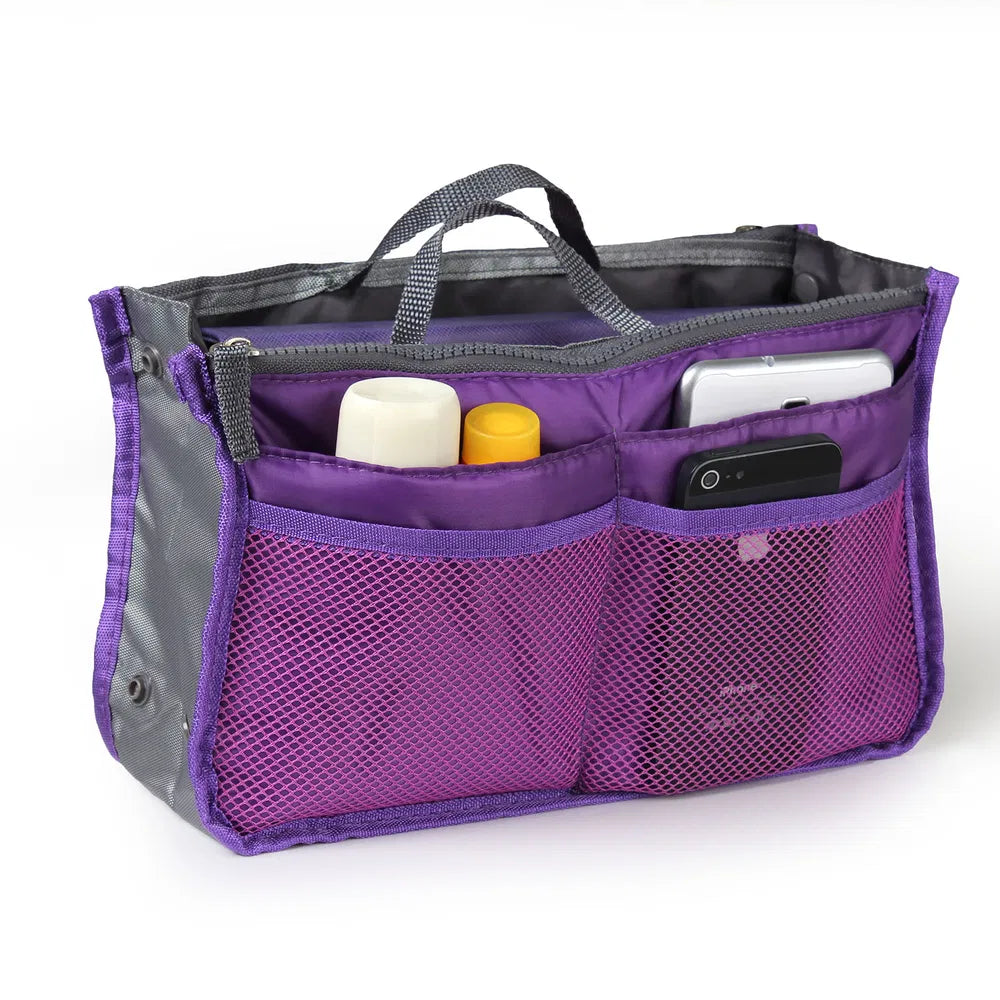 Women Travel Handbag Organizer Insert Multi-Pocket Makeup Bag