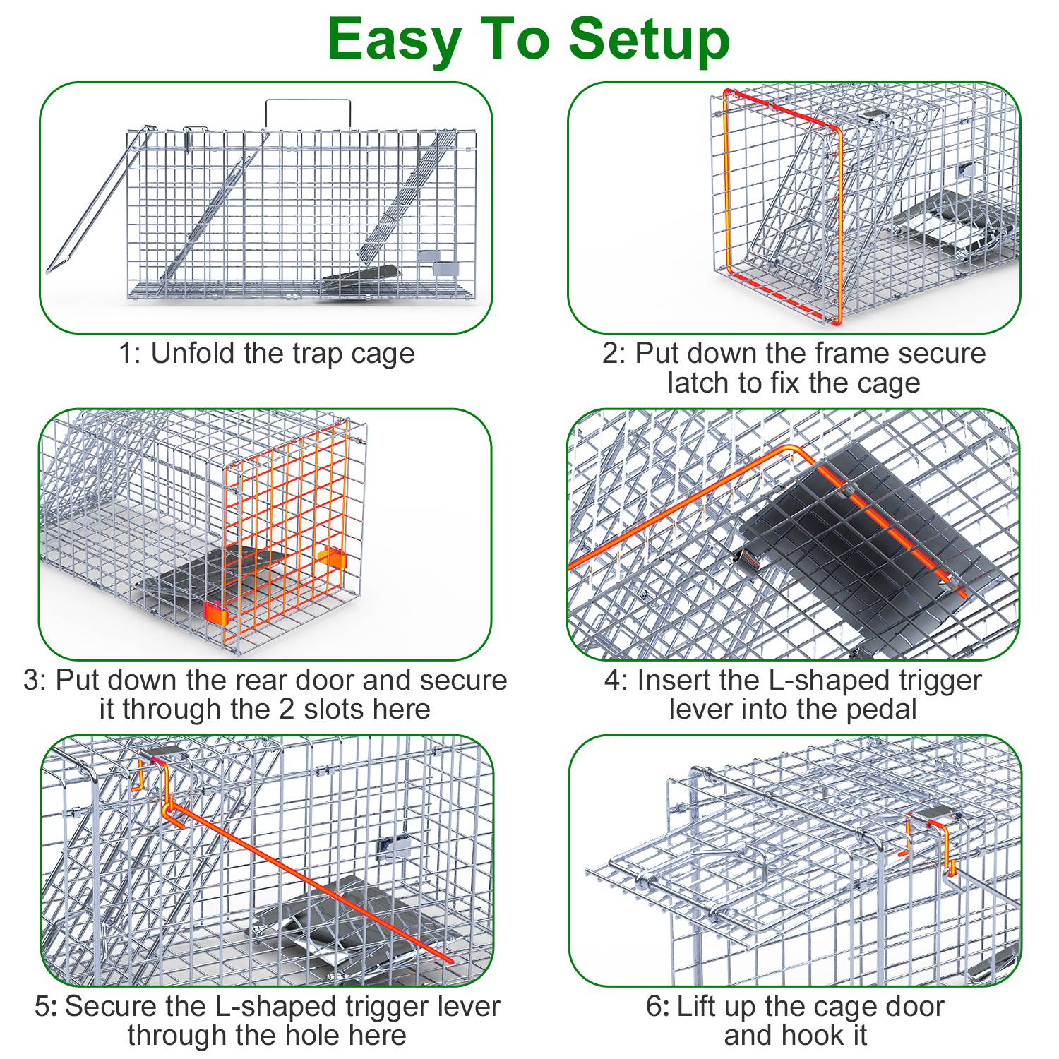 2-Pack Humane Live Animal Trap Cages – Collapsible Single Door Catch & Release Traps