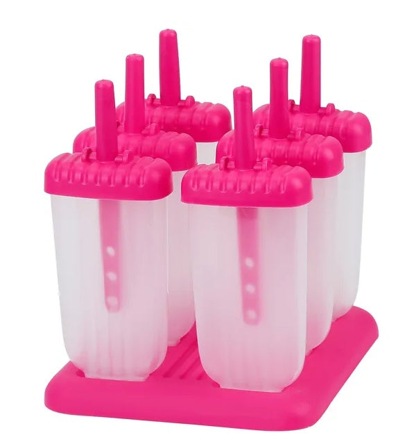 6-Cavity Reusable Ice Popsicle Mold Maker