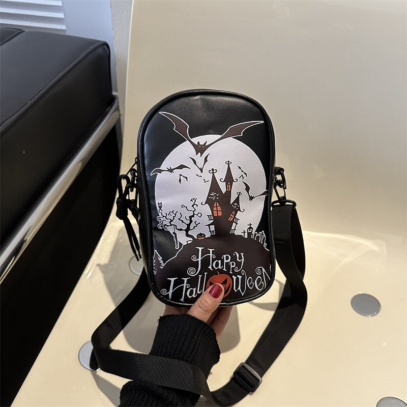 Halloween Graffiti Crossbody Phone Bag Pumpkin Ghost Bat Cartoon Mini Bag