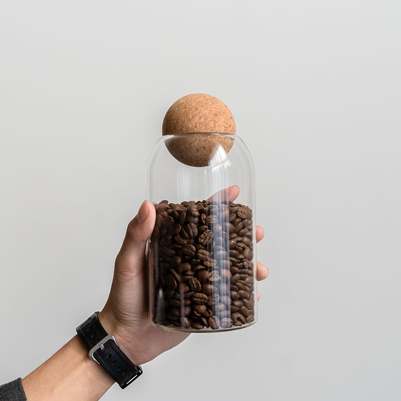 Glass Storage Jar with Cork Lid Minimalist Tea Coffee Container