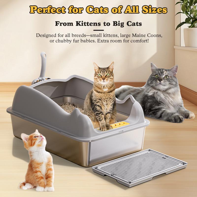 Premium Large Stainless Steel Cat Litter Box Durable Hygienic