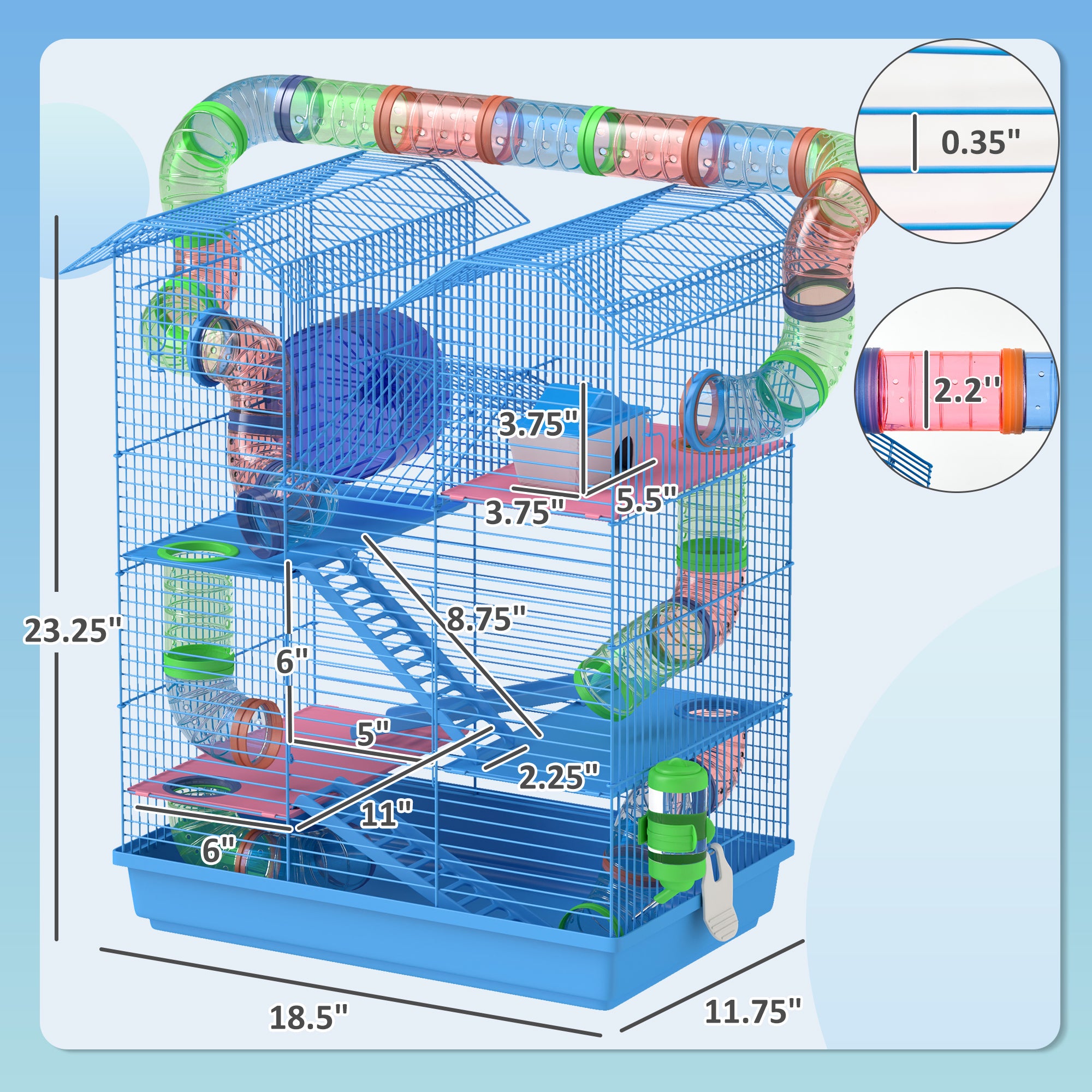 Premium 5 Tier Hamster Cage with Tunnels and Accessories