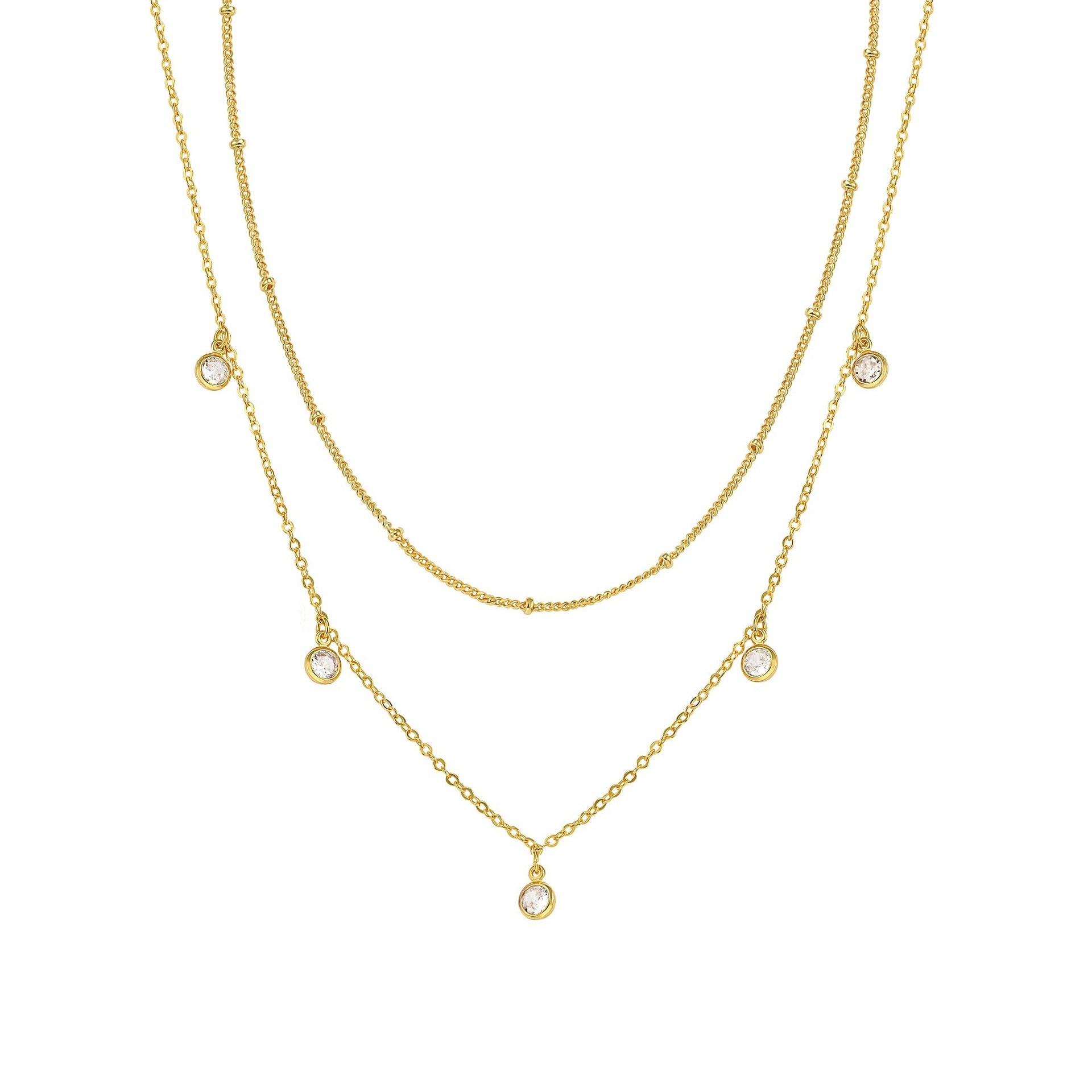 Colorful Waterdrop Necklace Dainty Bling Gold Side Pendant