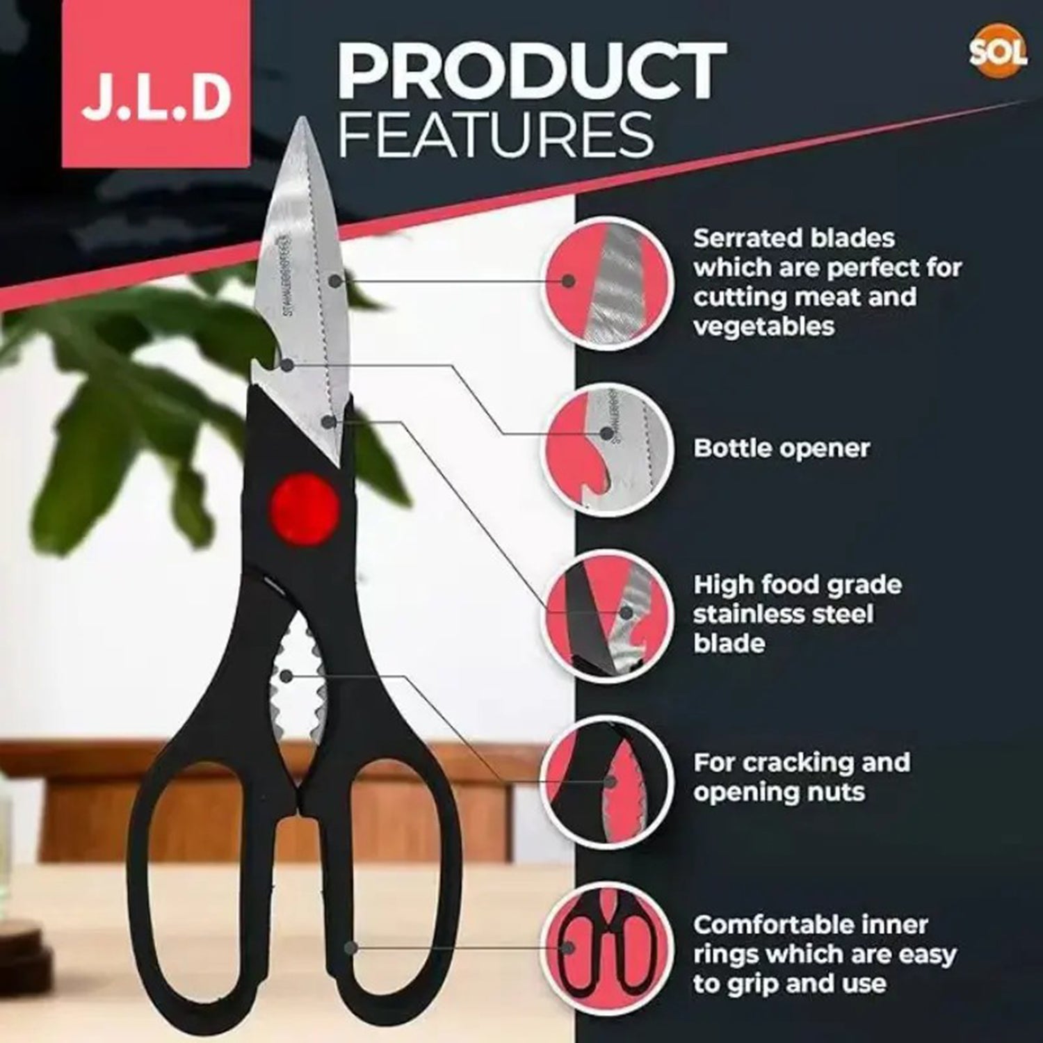 Multifunction Kitchen Scissors with Bottle Opener
