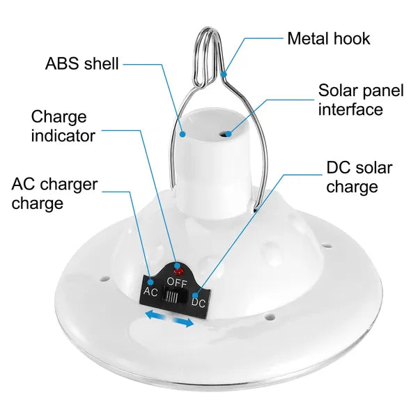 Portable Solar Camping Light LED Hanging Lantern Emergency Lamp