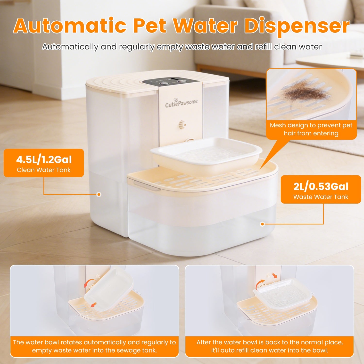 Smart Pet Water Fountain Rechargeable Automatic Water Dispenser