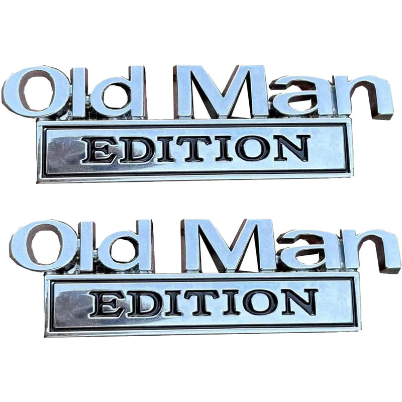 2PCS Old Man Edition 3D Metal Car Emblem Badge